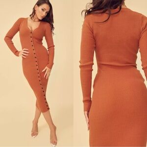 {F21} MIDI Knit Dress in Cream